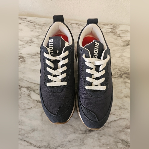 Rudis Mens Street Adult Lifestyle Shoes Sneakers Sz 6.5 Black White  Women Sz 8